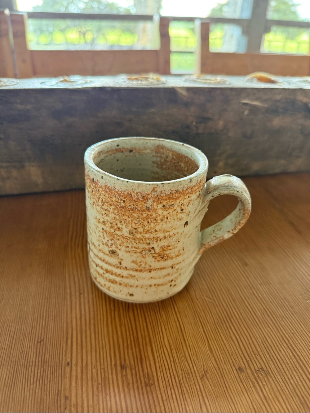 Handmade Ceramic Mug in Speckled Cream and Rust